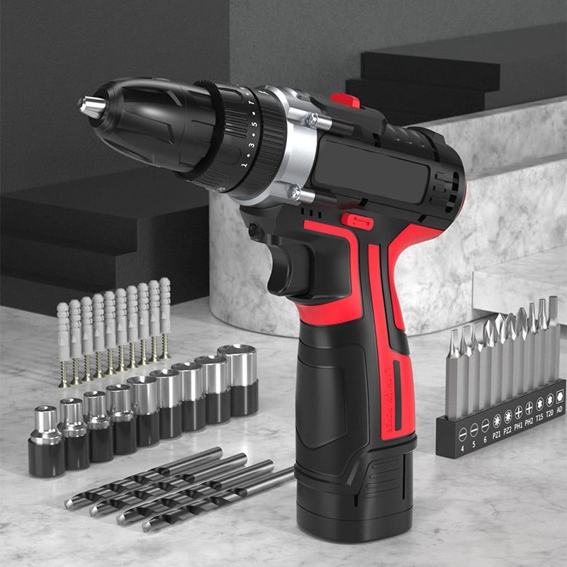 Cordless Drill, Screwdriver Impact Power Tools 21V Lithium Rechargeable Battery 3/8inch Keyless Chuck LED Light 2 Speed Driver Drill Set