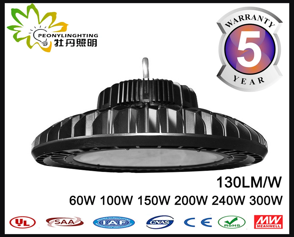 60/90grados del ángulo del haz 130lm/W LED Highbay OVNI, UFO 200W de luz LED Iluminación industrial, LED de iluminación de la Bahía de Hig Industrial