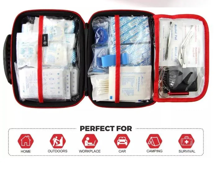 Emergency Preparedness First Aid Kit Bag Box for Home Office Vehicle Camping and Sports