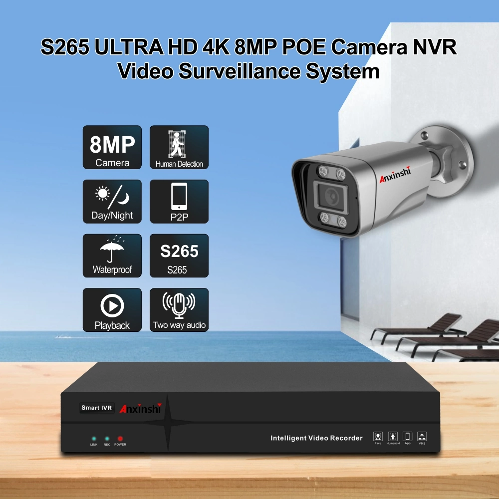 OEM P2P SeeEasy 4K Live PoE Normal Wired IP Camera 16-канальный комплект NVR Bullet Camera Kits с микрофоном