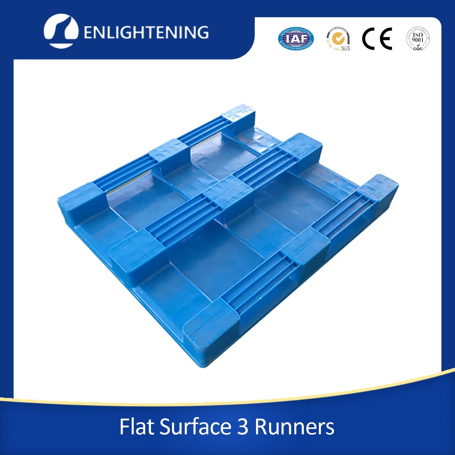 Robuste/empilable/monobloc/surface plane/simple étage/accès au chariot élévateur 4 voies/renforcé d'acier/charge sur rayonnage/3 glissières Palette plastique pour système de rayonnage