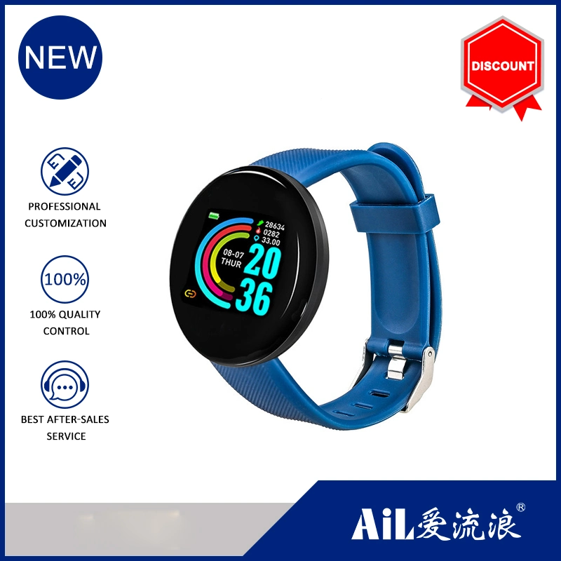 D18s Pulsera impermeable Pulsera de pulsera frecuencia cardiaca presión arterial Smartwatch Smart Watch de pantalla redonda de 1,44 pulgadas