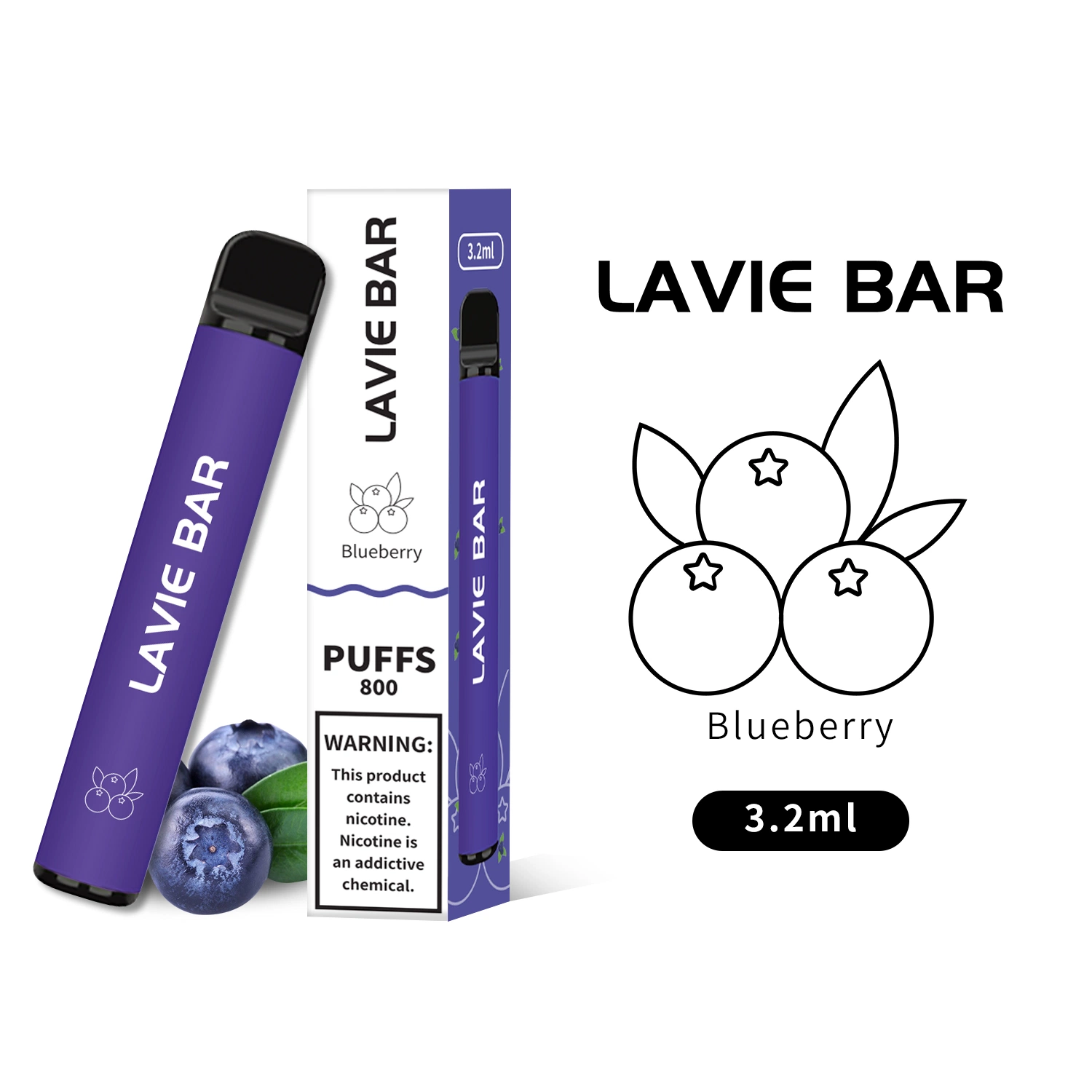 800 Puffs Disposable/Chargeable Vape Pen with Fruit Flavors