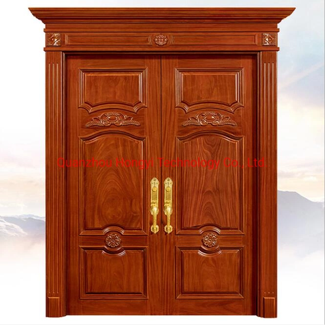 Modern Black Solid Wood Door Design Swing Wooden Room Interior Wooden Door with Frames and Accessories