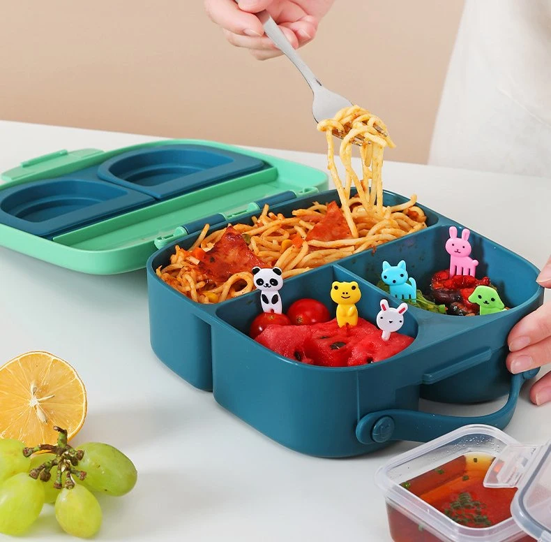 Schule Kinder Kinder Tragbar Einstellbare Kunststoff Bento Box Mikrowelle Sicher Lunchbox Food Storage Behälter mit Griff