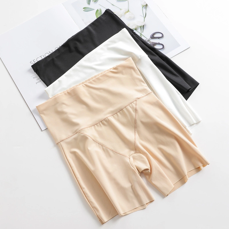 Summer Women's Anti-Exhaust Ice Silk High Waist Tight Stomach Large Size Safety Pants Leggings Short Jkt-366