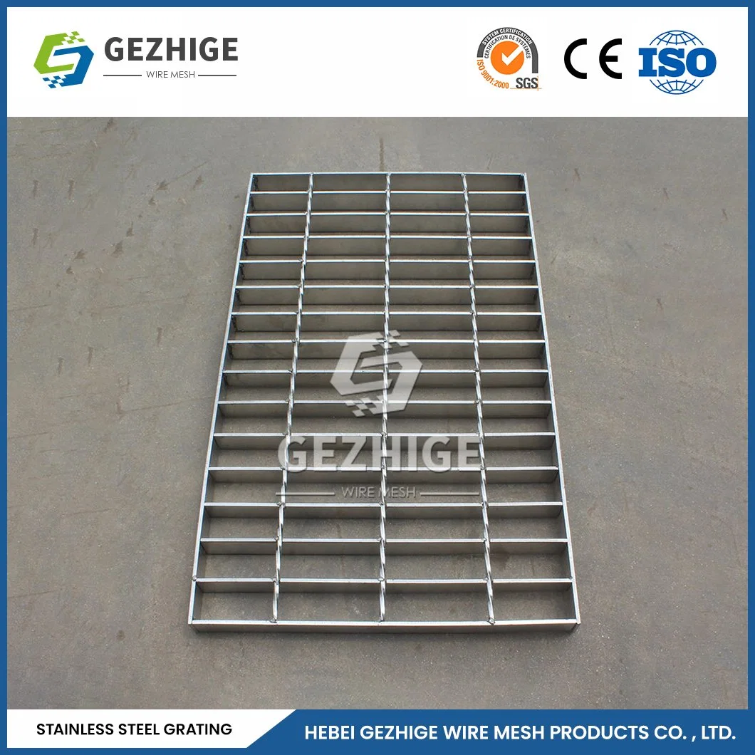 Gezhige Self-Cleaning Stainless Steel Channel Grate Manufacturing Custom Iron Steel Grating China 25 30mm Bearing Bar Pitch Ss Floor Drain Grating