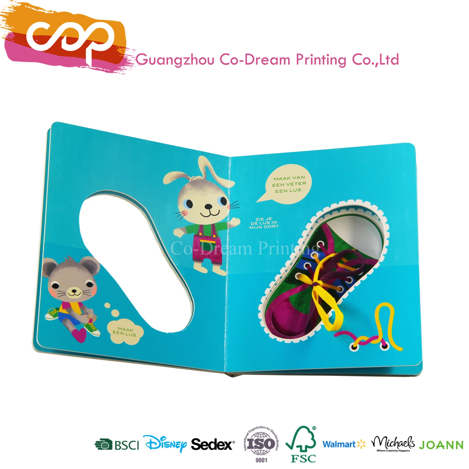 Customized Children Board Book Printing with UV Varnish Die Cut Book