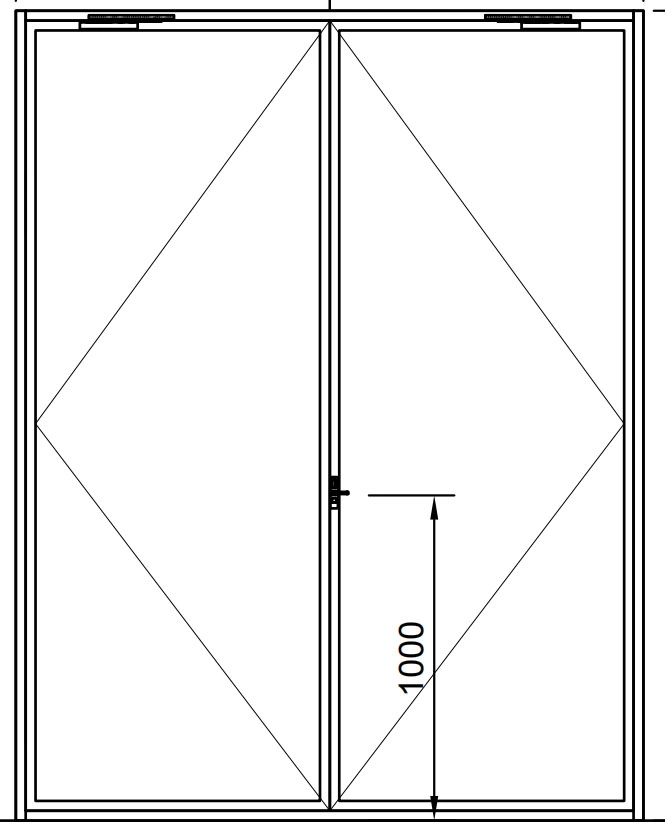 8 Feet Fire Rated Storefront Commercial Stainless Steel Double Glazed Door