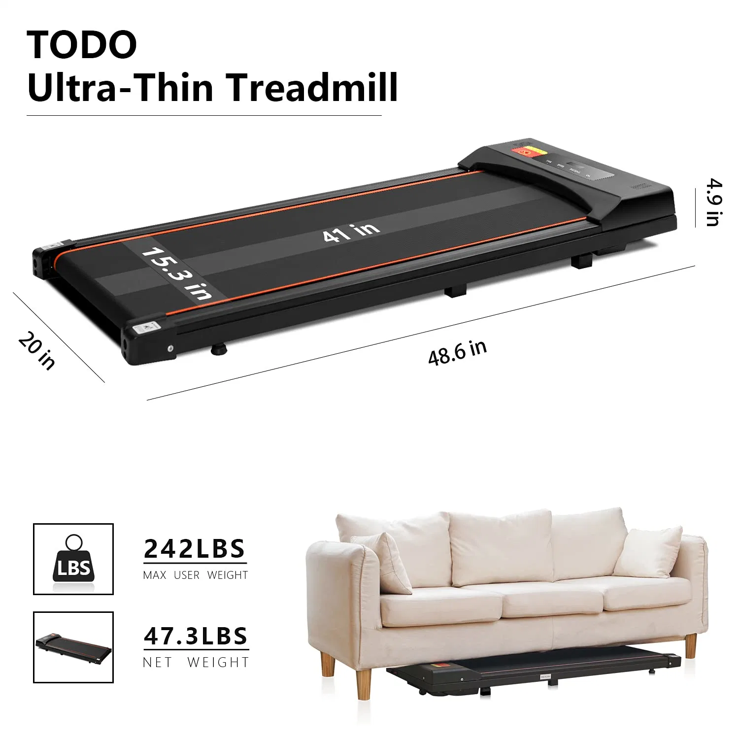 Máquina de caminhada fitness eletrônica motorizada para uso doméstico Equipamento de fitness Treadmill.