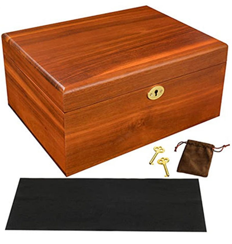 Caja de madera personalizado con cerradura para ver/almacenamiento de joyas