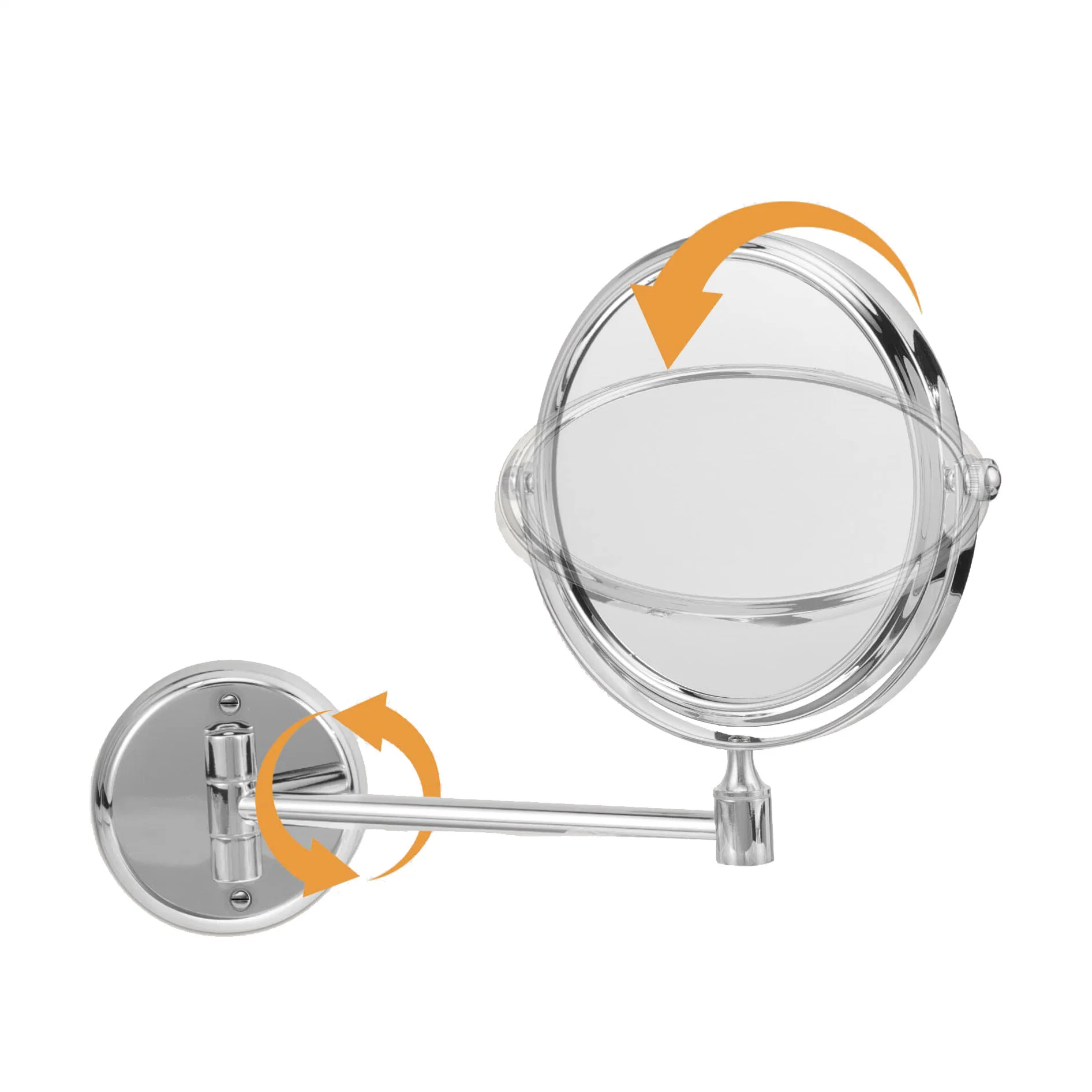 Chrome Stainless Steel Wall Mounted Double Sided Bathroom Makeup Mirror with 1X 3X Magnifying