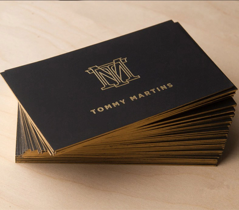 Custom-Made Gold Foil or Embossed Business Card for Business Promotion in 100 Sheets 9X5.4cm