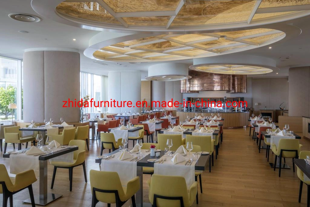 Hotel 4 Estrellas Mobiliario para banquetes Restaurante tejido silla de comedor redonda Mesa de Comedor Silla con bastidor de madera maciza