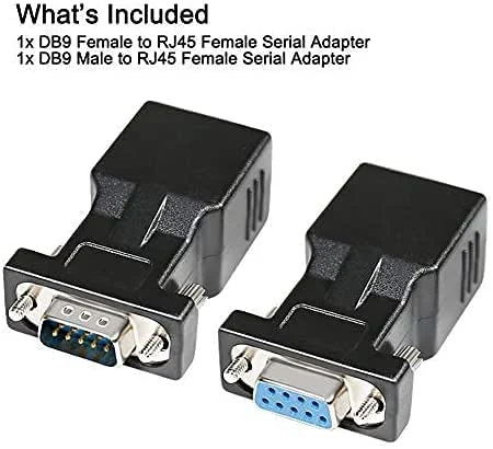 Serieller Adapter dB-9 weiblich auf RJ-45 weiblich und DB9 männlich auf RJ45 weiblich Ethernet-Konverter (2 Stück, DB9-F bis RJ45-F und DB9-M bis RJ45-F) RS232 DB9 RJ45