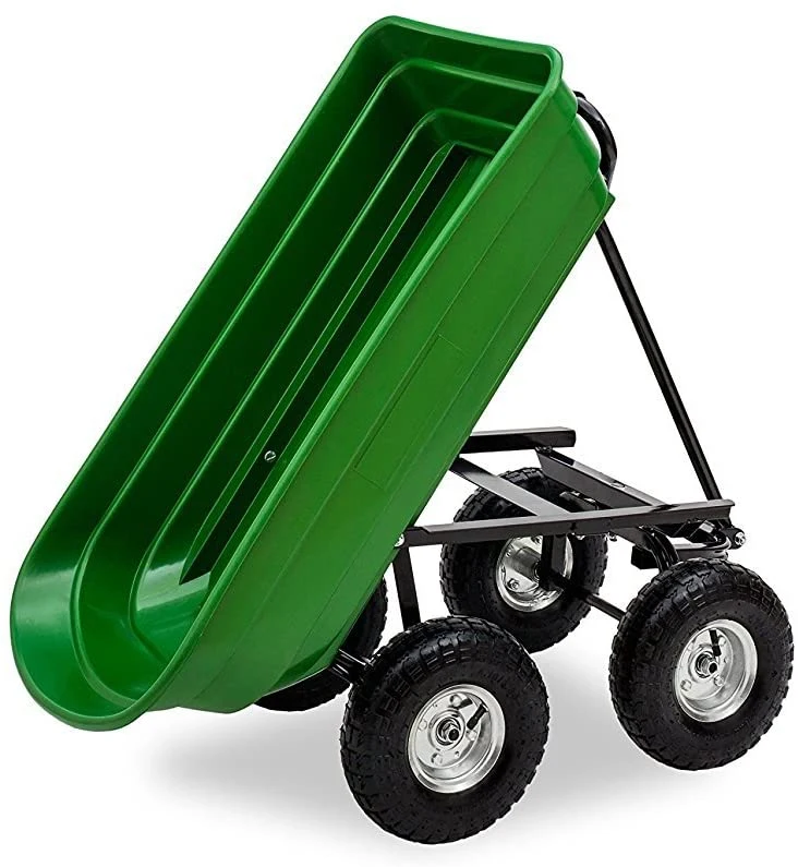 Chariot de transport pour Boller de jardin avec fonction d'inclinaison et plateau en plastique 75 L.