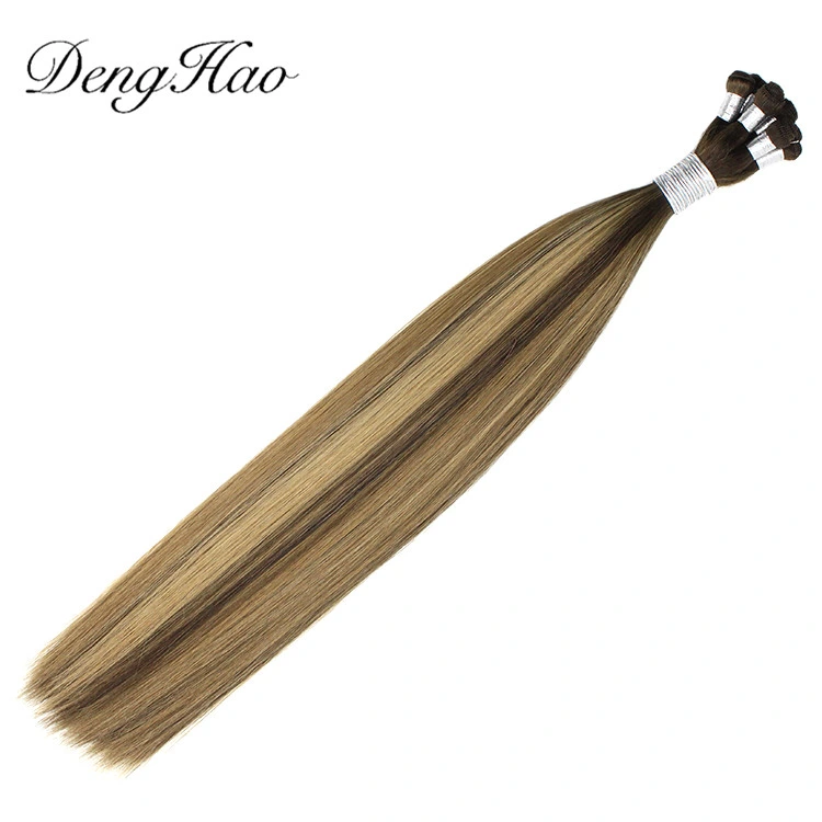 Best Quality Dyeable Factory Human Hair Extension Bundles Hand-Tied Hair Weaving Weft