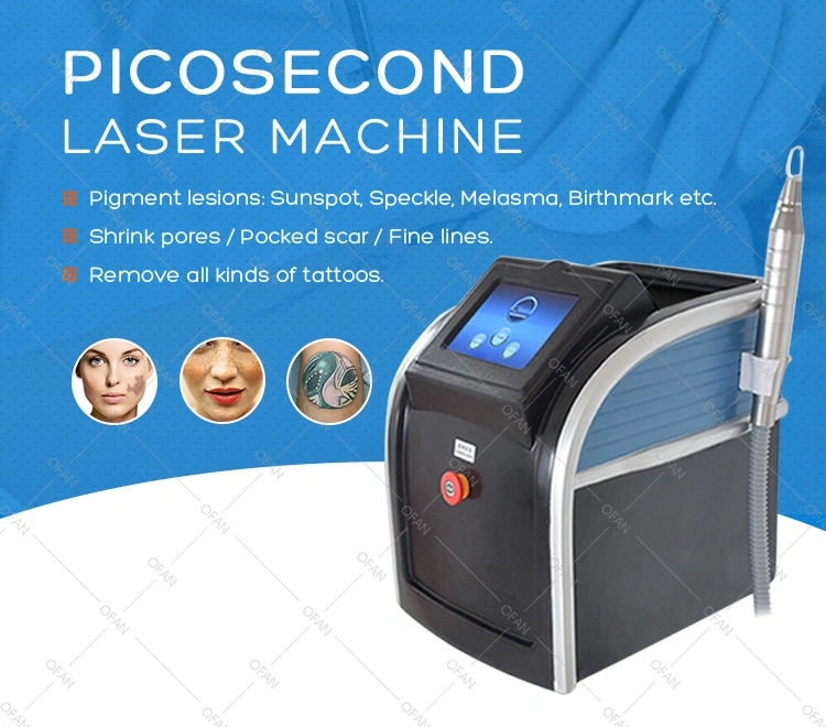 Máquina portátil de remoção de tatuagem de pigmento Ofan / Picosegundo YAG Q Switch / Laser Pico 1064nm 532nm 1320nm