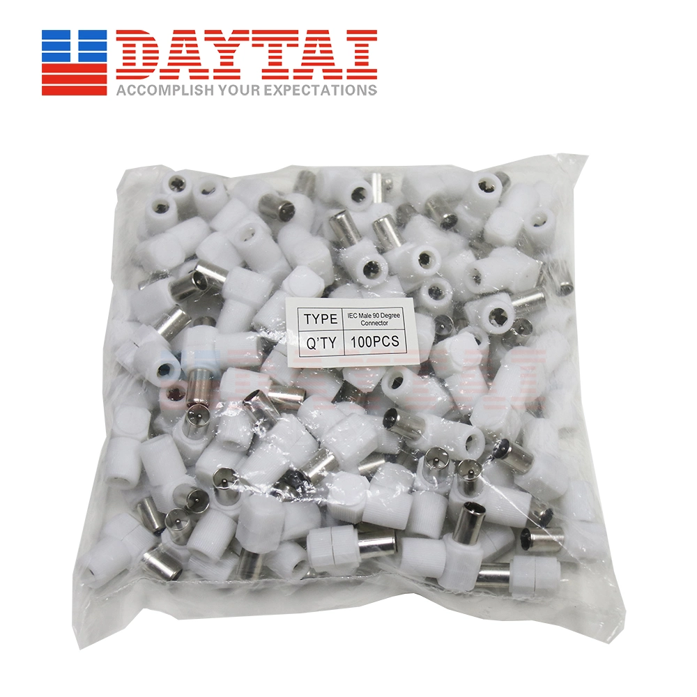 Good Quality CATV Coaxial Cable IEC Male 90 Degree TV Connector