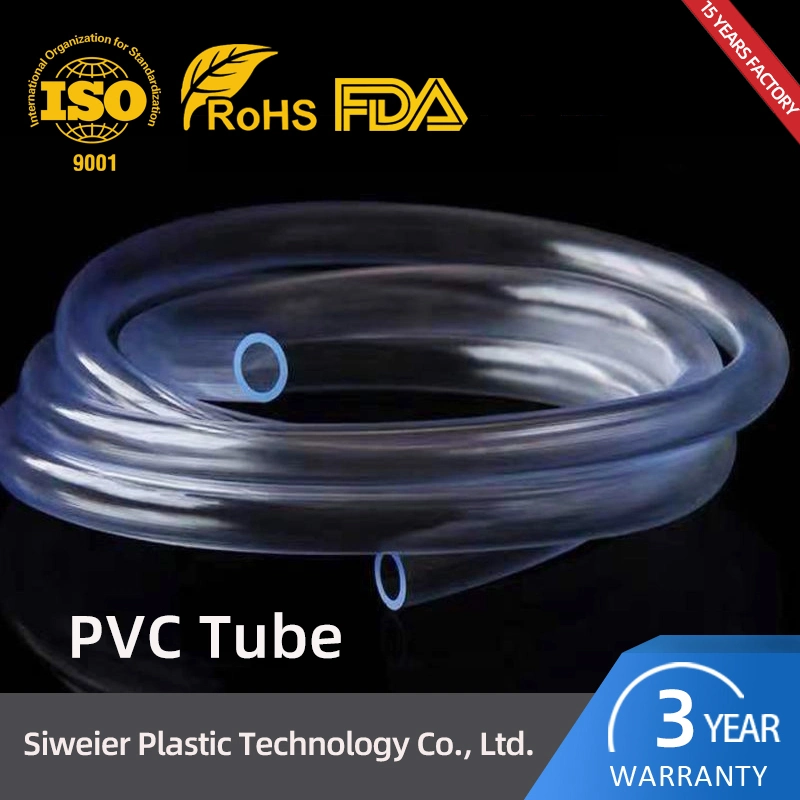 Tuyau d'arrosage flexible en plastique PVC transparent non toxique et souple.