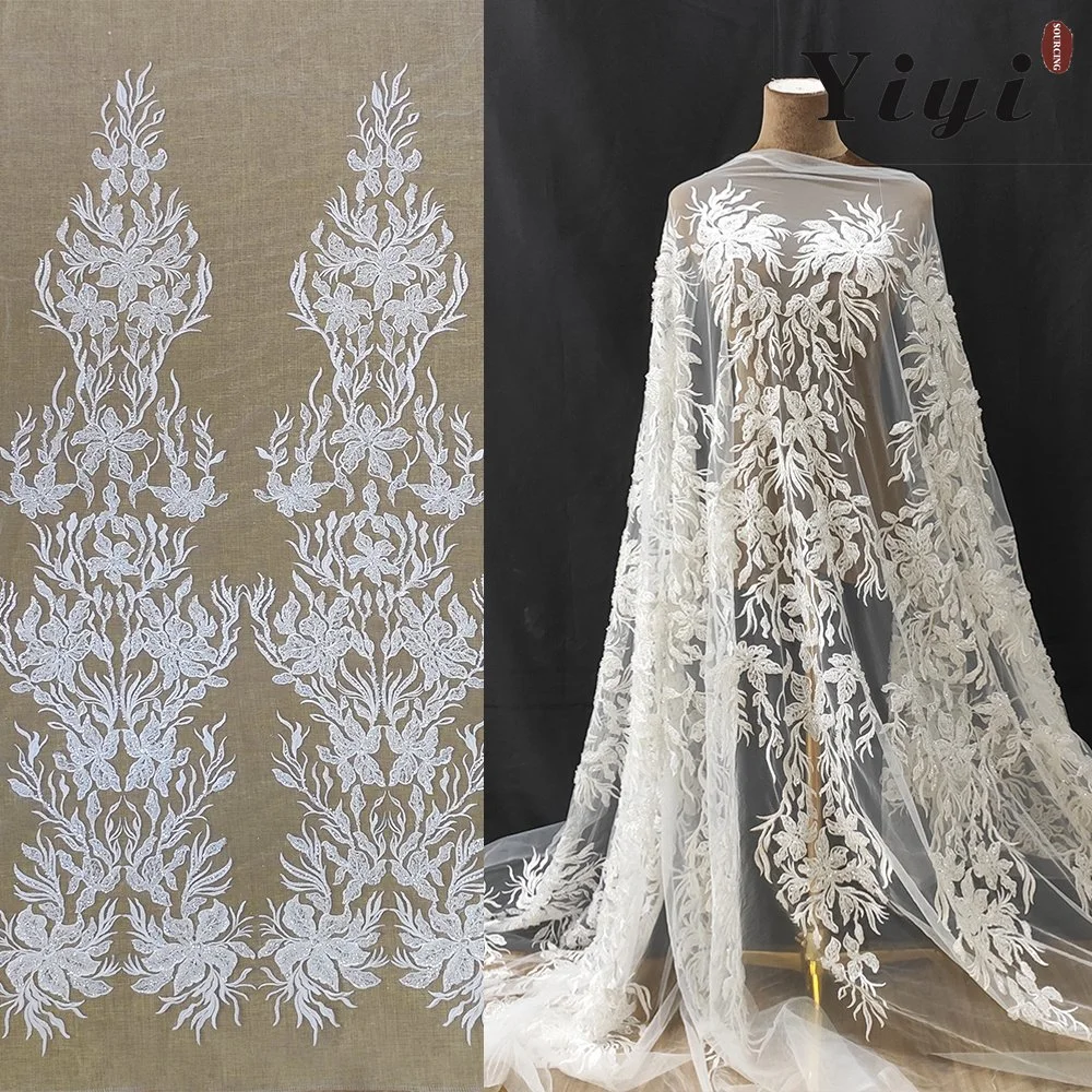 Factory OEM/ODM Wholesale Shiny Luxury Fashion 3D Beads Embroidered Lace Fabric