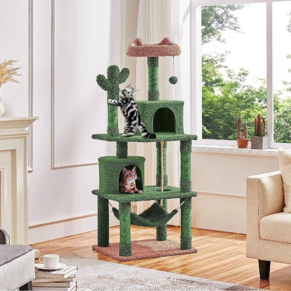 62in Cactus Cat Tree King Activity Center Large Cat Condo