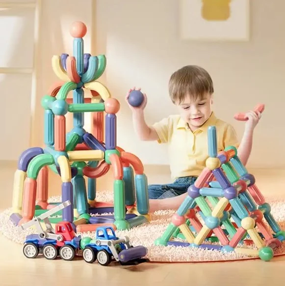 Création pédagogique assemblage de jouets Bâtiment de jeu aimant bâton jouets aimant Blocs de tiges