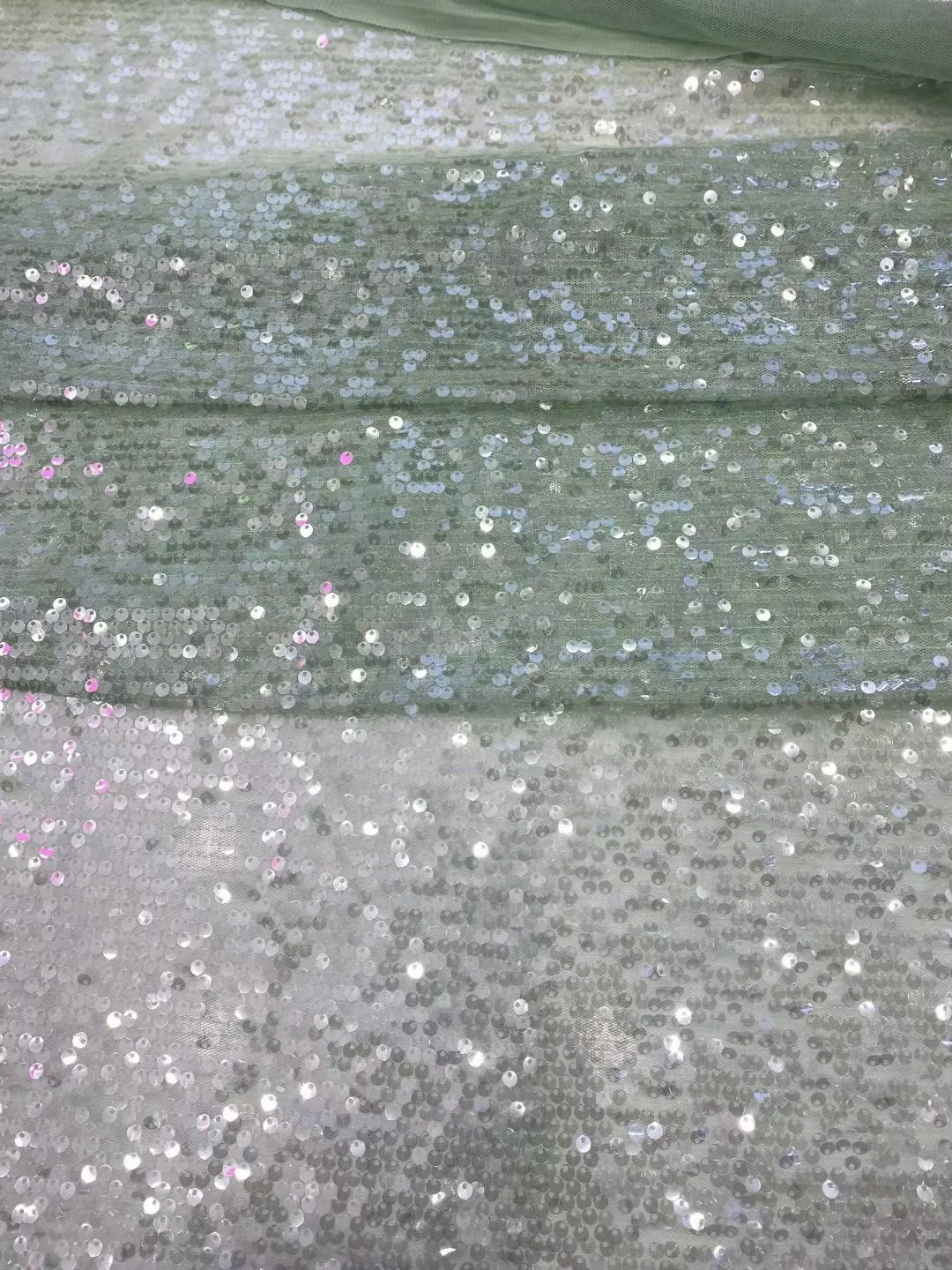 Bright Shinny Transparent Tulle Embroidery Sequin Fabric for Skirt