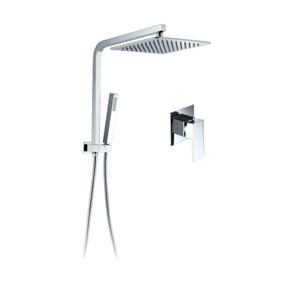 Brass Wall Mounted Shower Set Concealed with 8inch Square S. S Shower Head Rain Bath Shower