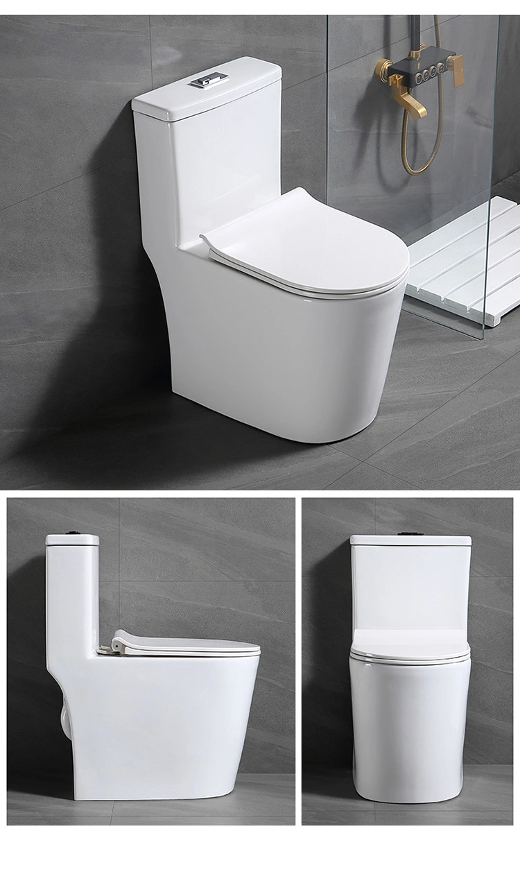 One Piece Toilet with Comfort Chair Seat Dual Flush White Toilet Bowl