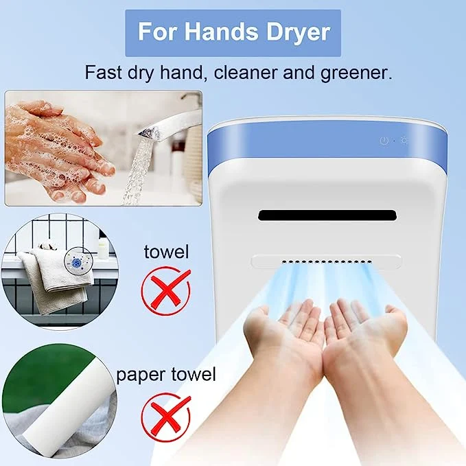 Standing Hand Dryers Automatic Sensor Vertical Electric Hand Foot Dryers Cool Hot Air Blow Dryers High Speed Suit for Hotel, Bedroom, Bathroom