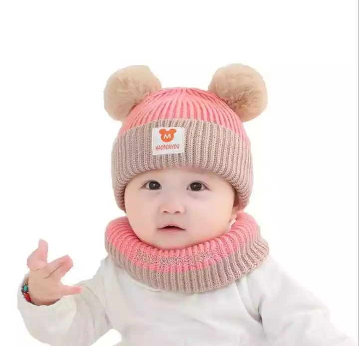 High Quality Baby Hats and Scarfs Set, Knit Winter Warm POM POM Balls Beanie Cap Ski Hat & Scarf