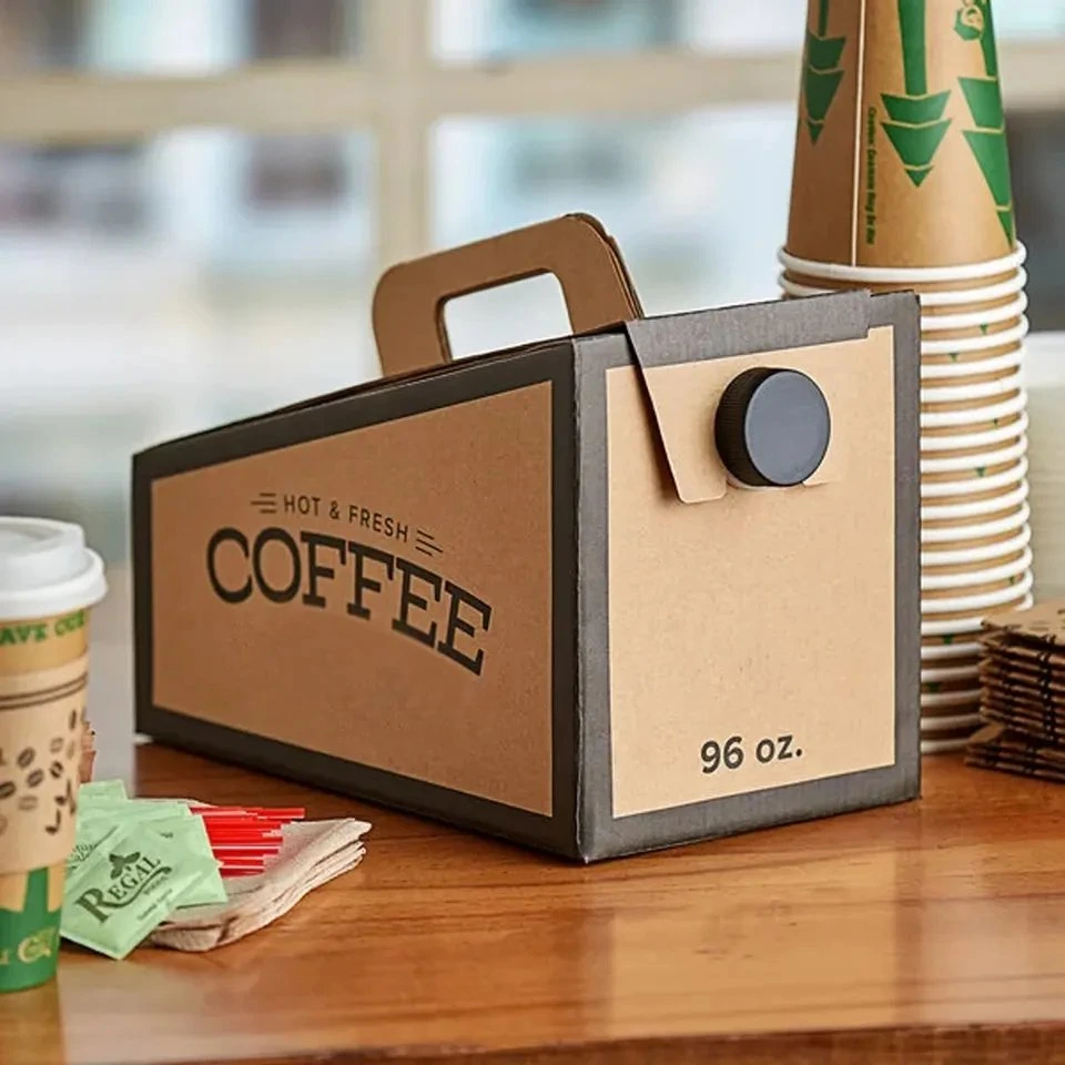 96 Oz Hot Coffee Beverage Insulated Take out Container Paper Coffee Carrier Box