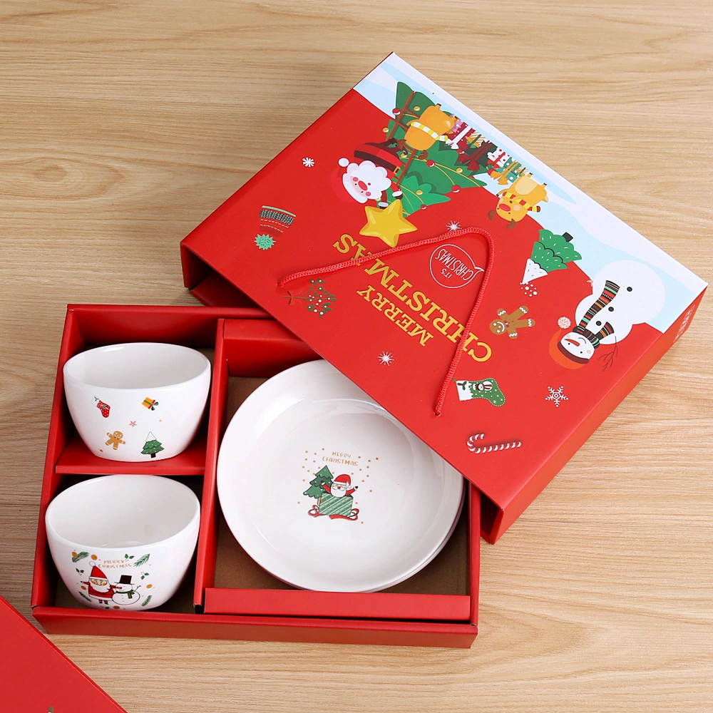 Christmas Ceramic Tableware Set 4 Bowls 2 Plates Live Jewelry Bank Marketing Holiday Gifts