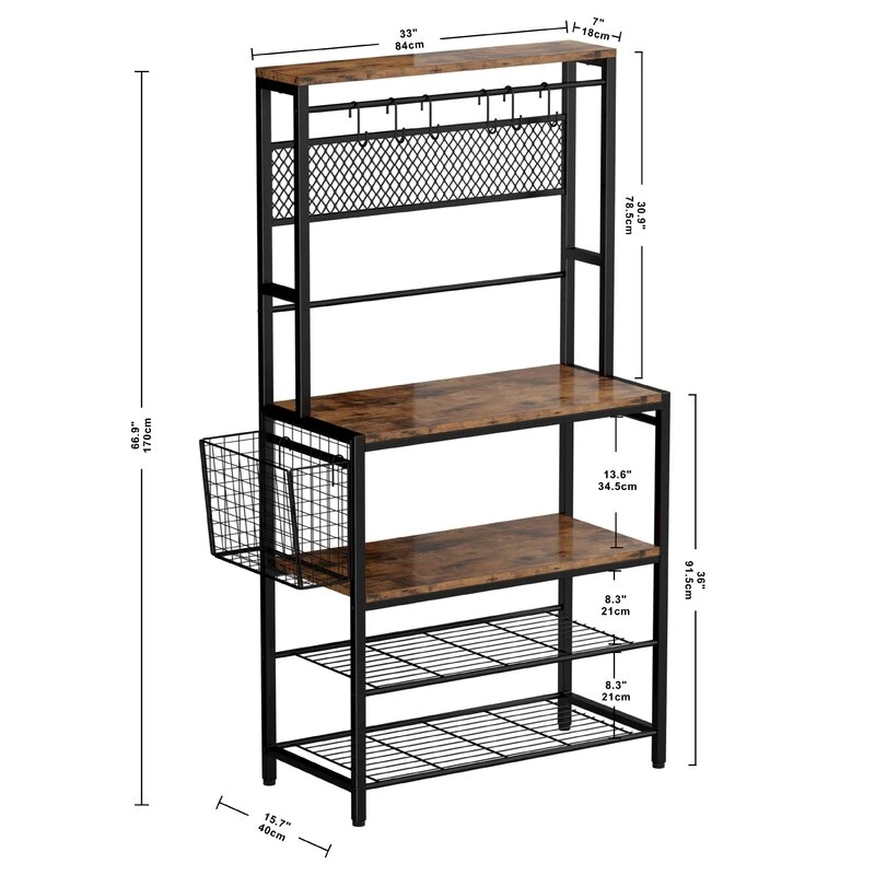 Rack Baker standard en fer avec compatibilité micro-ondes stockage en bois Portoir