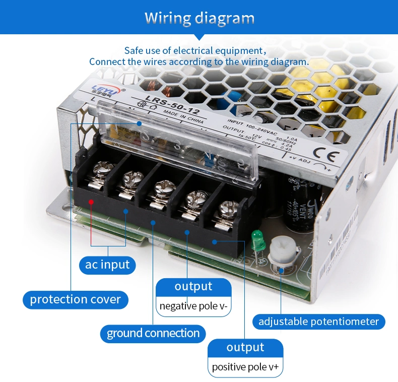 Lrs 50W 24 V AC LED da fonte de alimentação do controlador DC 2.2A