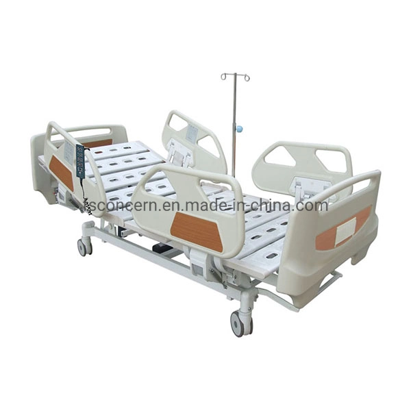 A fábrica 5-Função ABS UTI paciente ajustável em aço inoxidável de cama Electric Medical preço cama hospitalar