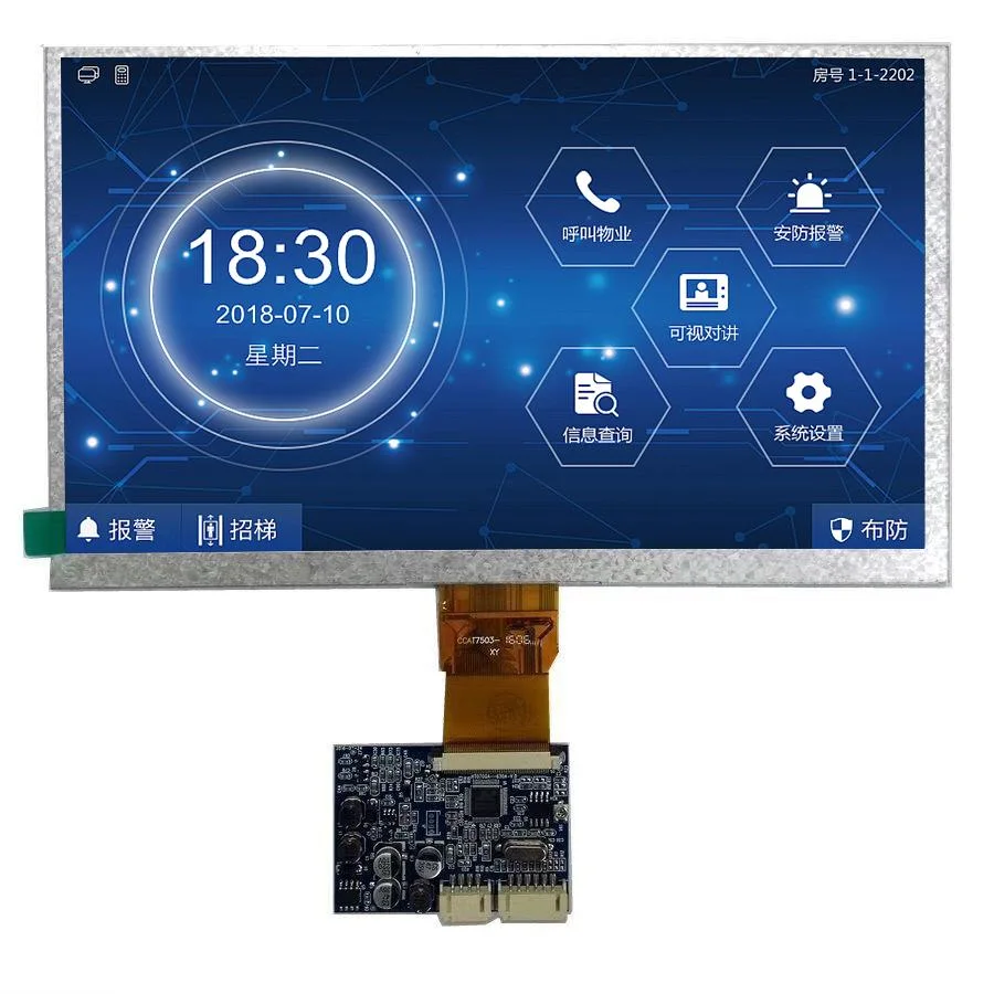 Módulo de ecrã LCD TFT 1024X600 de 10,1 polegadas com placa de condutor para Telefone com porta de vídeo