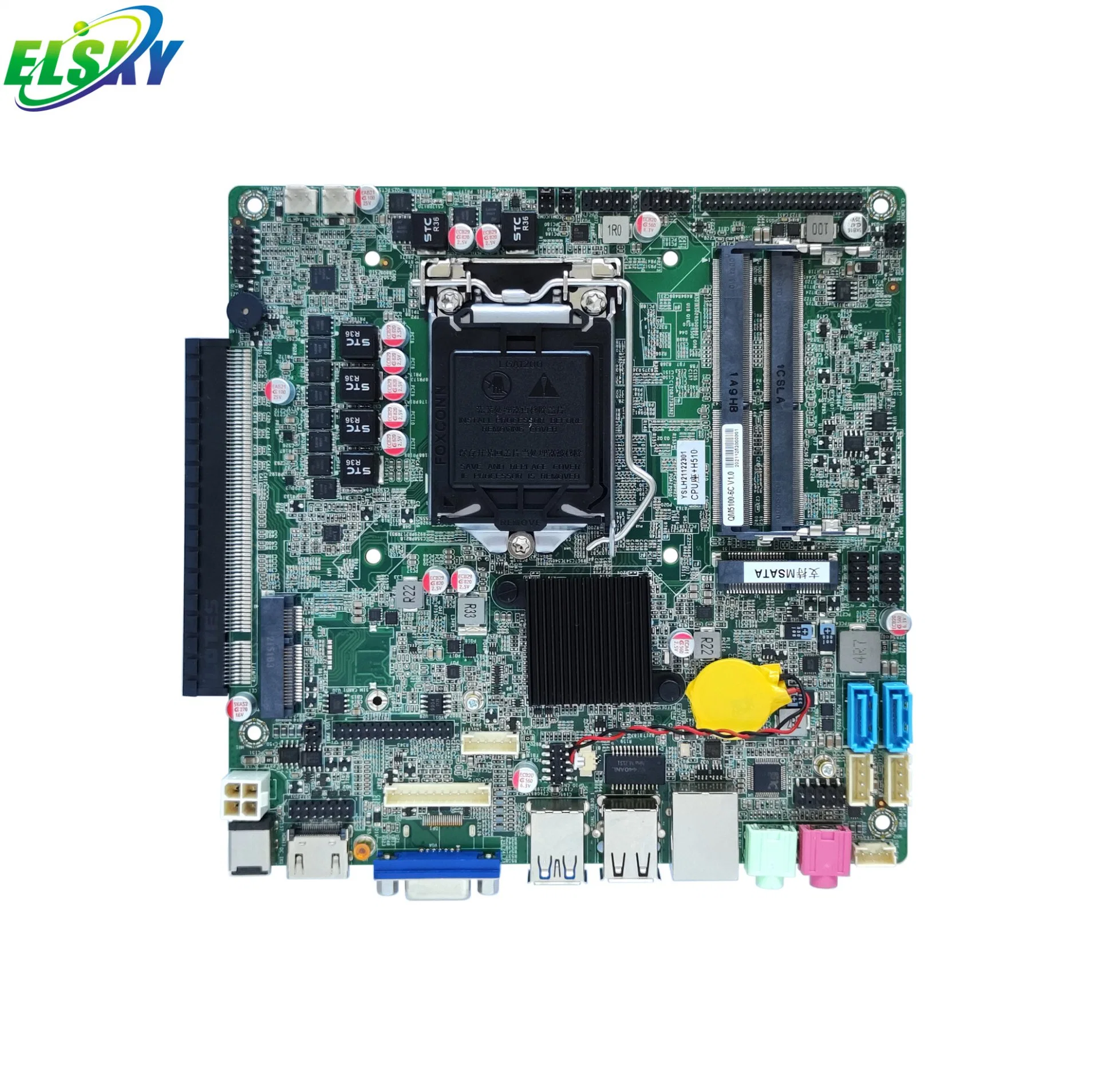 Carte mère Mini PC Elsky QM5100 avec la CPU Comet Lake 10e Gen Core I7-10700 H510 LGA1200 2*de mémoire DDR4 MAX128G 2RS232 LAN 12V/19V alimentation