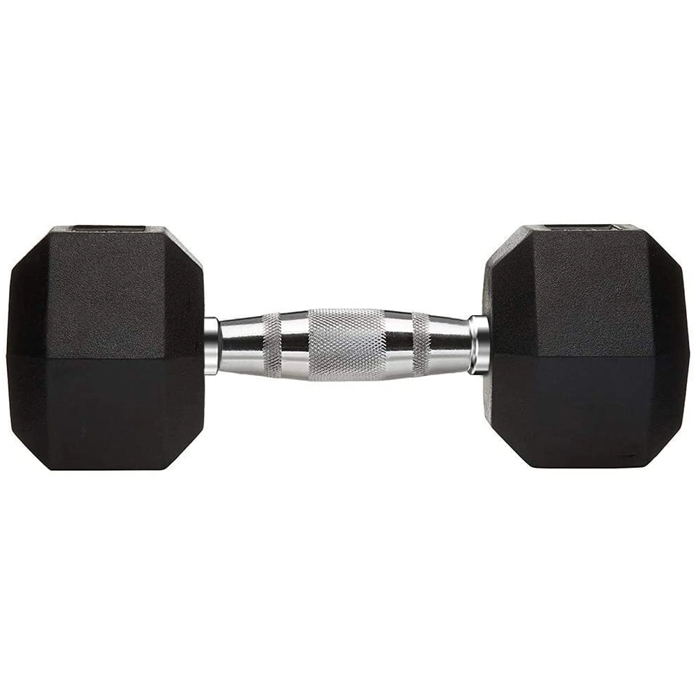 Home Gym Bodybuilding Equipment Fixed Black Dumbells Hex Rubber Dumbbell