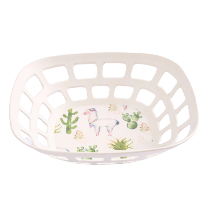 Aveco New Shape BPA Free Biodegradable 1 Tier Customized Empty Wire Bamboo Fruit Basket Pattern Painting