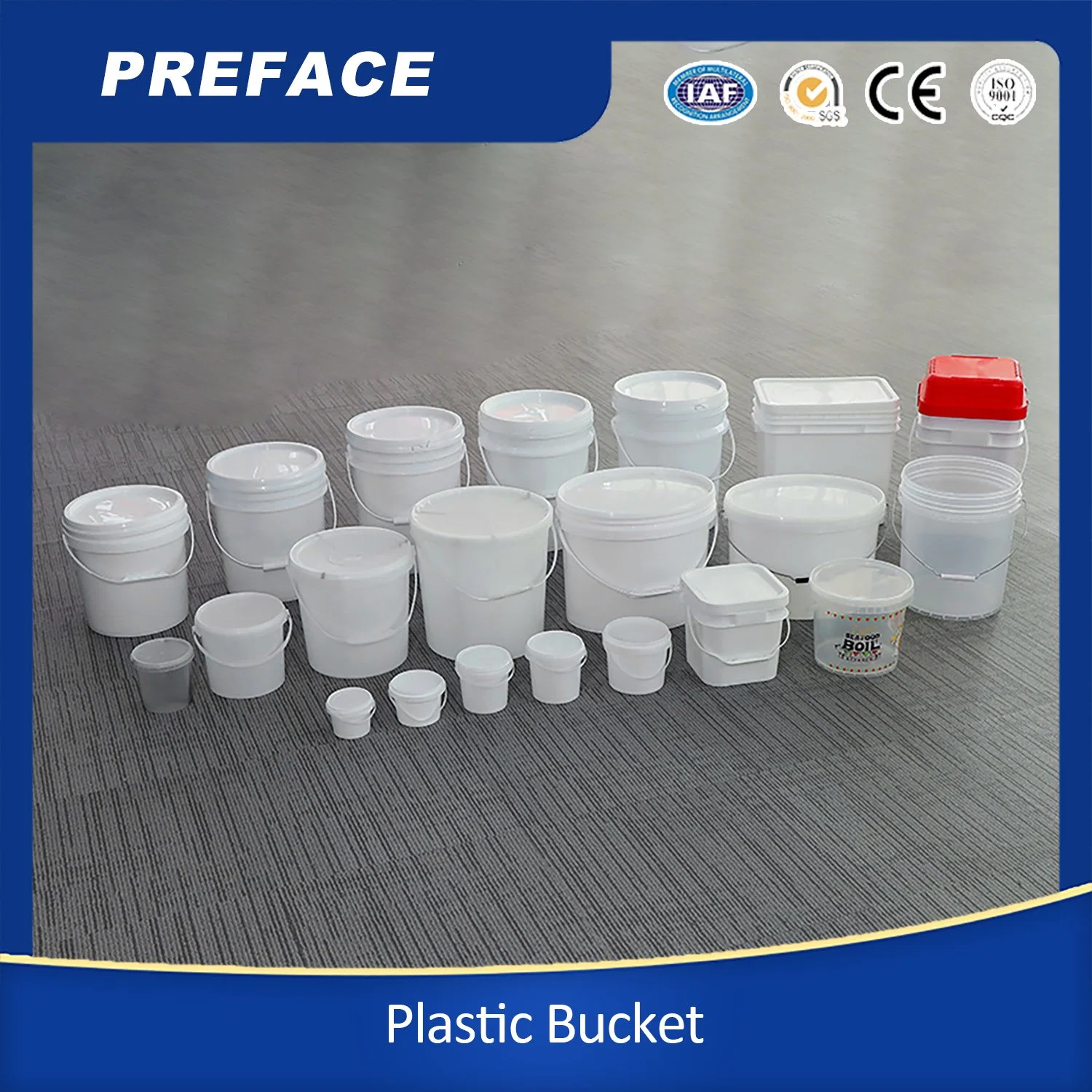 Custom Iml Plastic 1L Detergent Powder Washing Chemical Packaging Bucket Container with Handle Lid