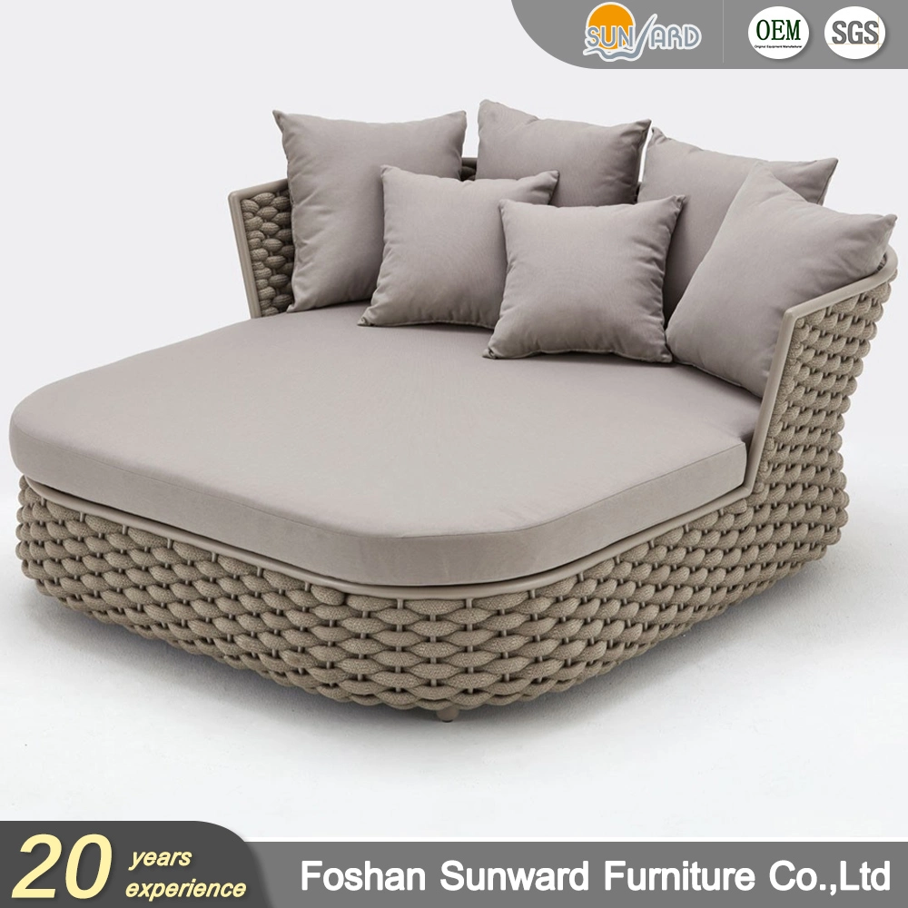 Customizable Beach Sunbed Garden Hotel Furniture Resort Villa Project Outdoor Modern Leisure Sofa Bed Polyester Belt Rope Daybed