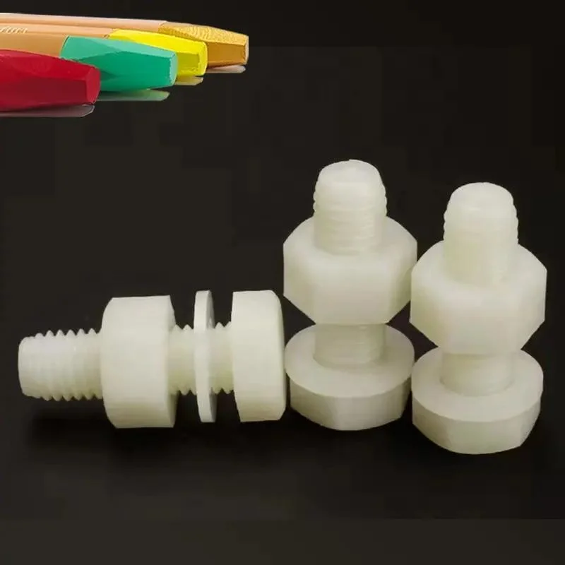 Nylon PA6 Hexagon Bolt and Nut Flat Washer Combination Three Sets of Nylon PA66 Insulation Plastic Screw