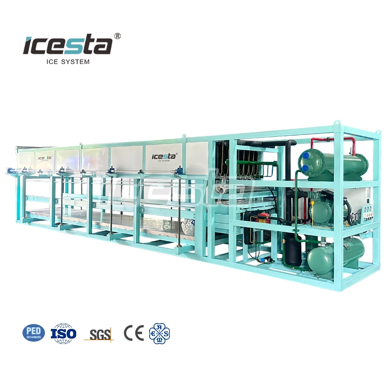 Kundenspezifischer Icesta New Style Automatische Energieeinsparung Lange Lebensdauer Wasser-Entfrost 10 Ton Industrie-Eisblock, Der Maschine Herstellt