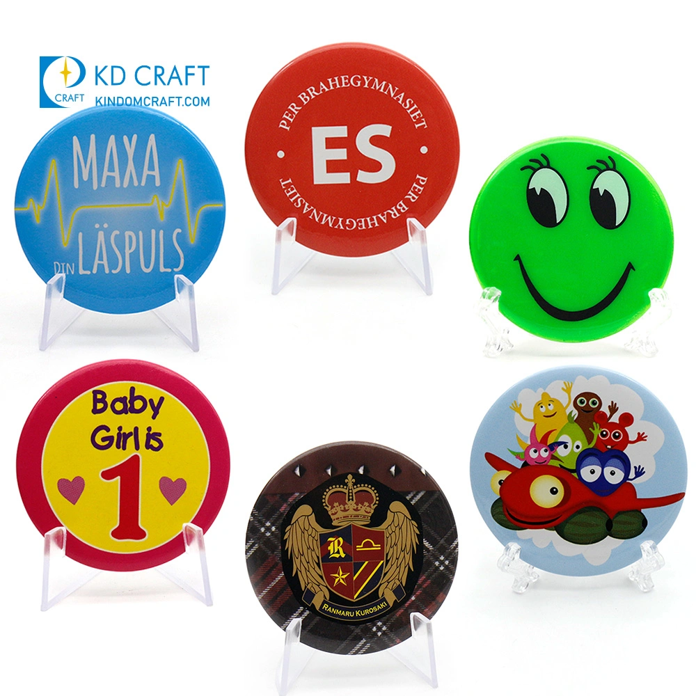 China Cheap Customized New Promotional Plastic Printed Tin Button Badge with Safety Pin