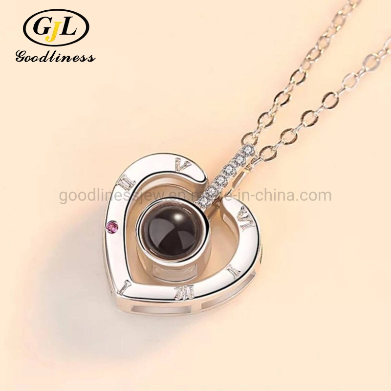 New Arrival Trendy Products Projection Heart Pendant 100 Language I Love You Necklace