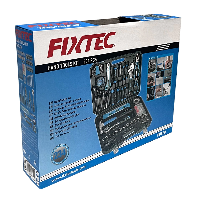 Juego de herramientas para el hogar Fixtec 234PCS Metric Hand Herramientas eléctricas Reparación automática Caja de herramientas portátil