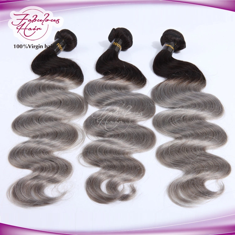 Body Wave Ombre Black to Grey Color Fashion Human Hair