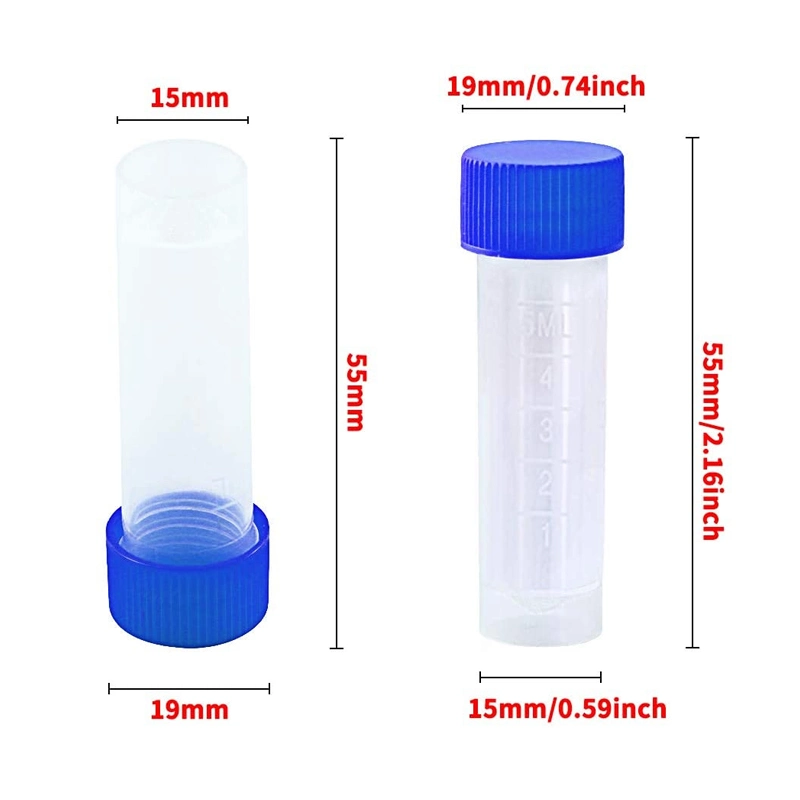 Médicos desechables transparente con tapa de rosca externa criotubo tubo Cryovial 5ml.